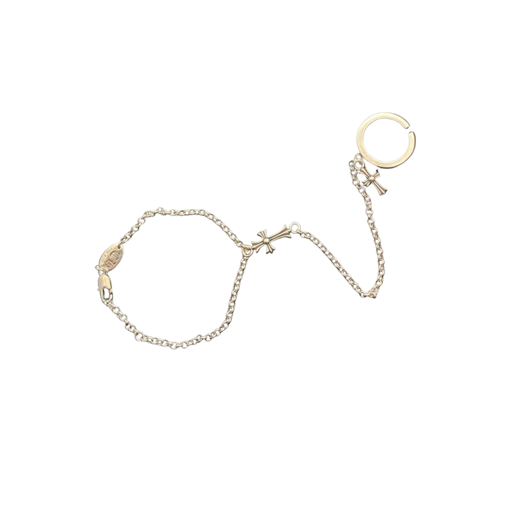 Double Cross Chrome Bracelet X RING | Faith-Inspired Hand Chain
