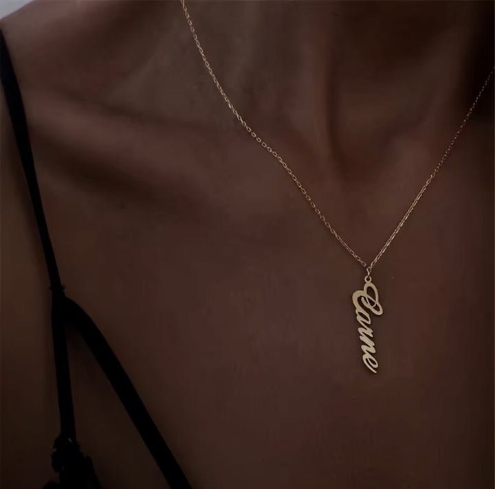 Vertical Script Personalized Necklace