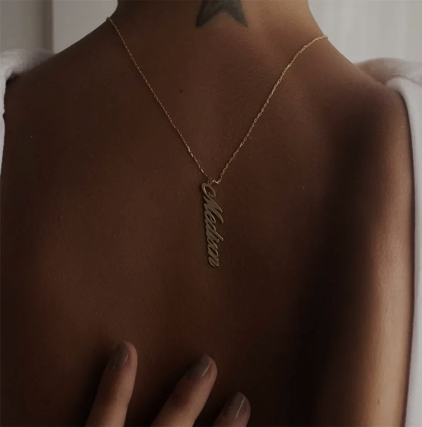 Vertical Script Personalized Necklace