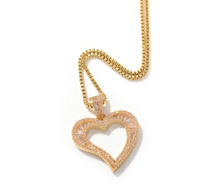 Hallow Baguette Heart Necklace