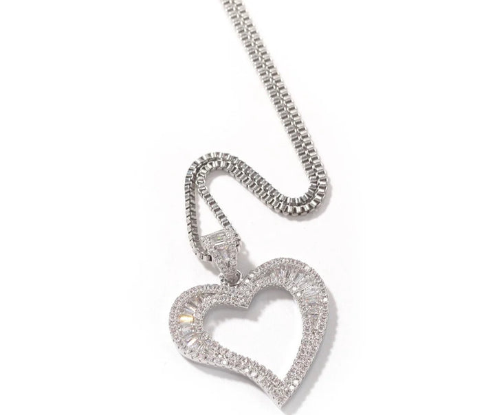 Hallow Baguette Heart Necklace
