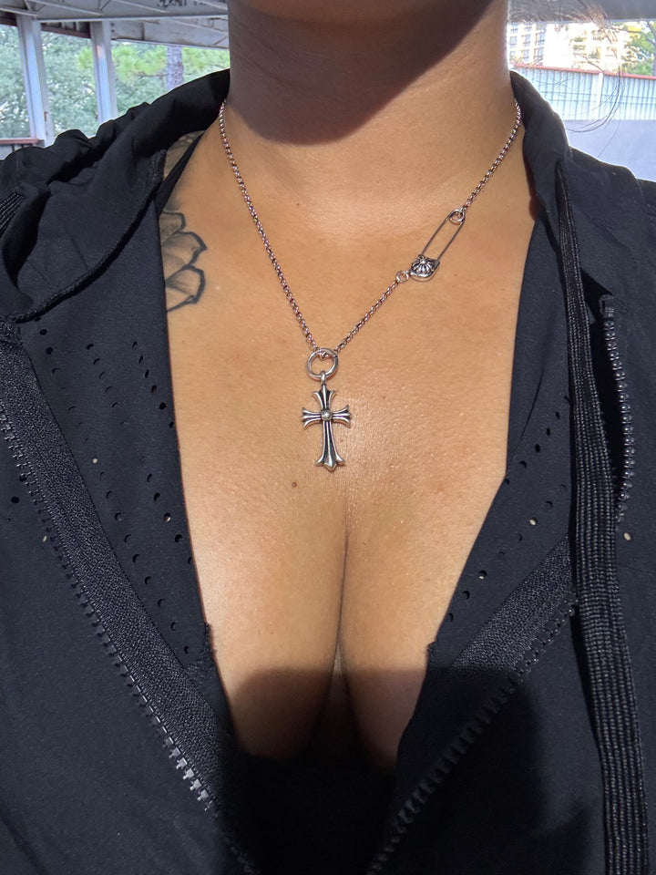 Double Chrome Cross Necklace