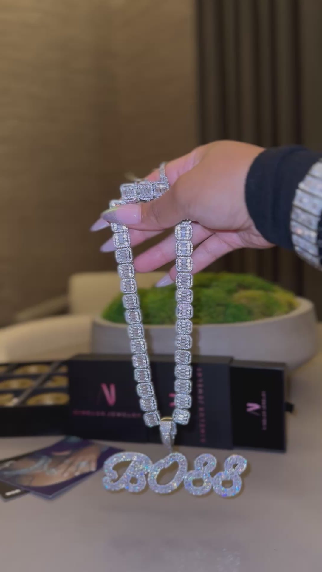 Iced Custom Baguette Necklace